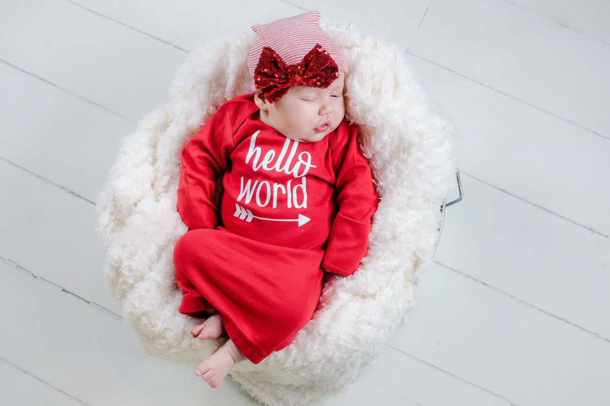 Red Newborn Hat Girl: Sequin Bow Baby Beanie