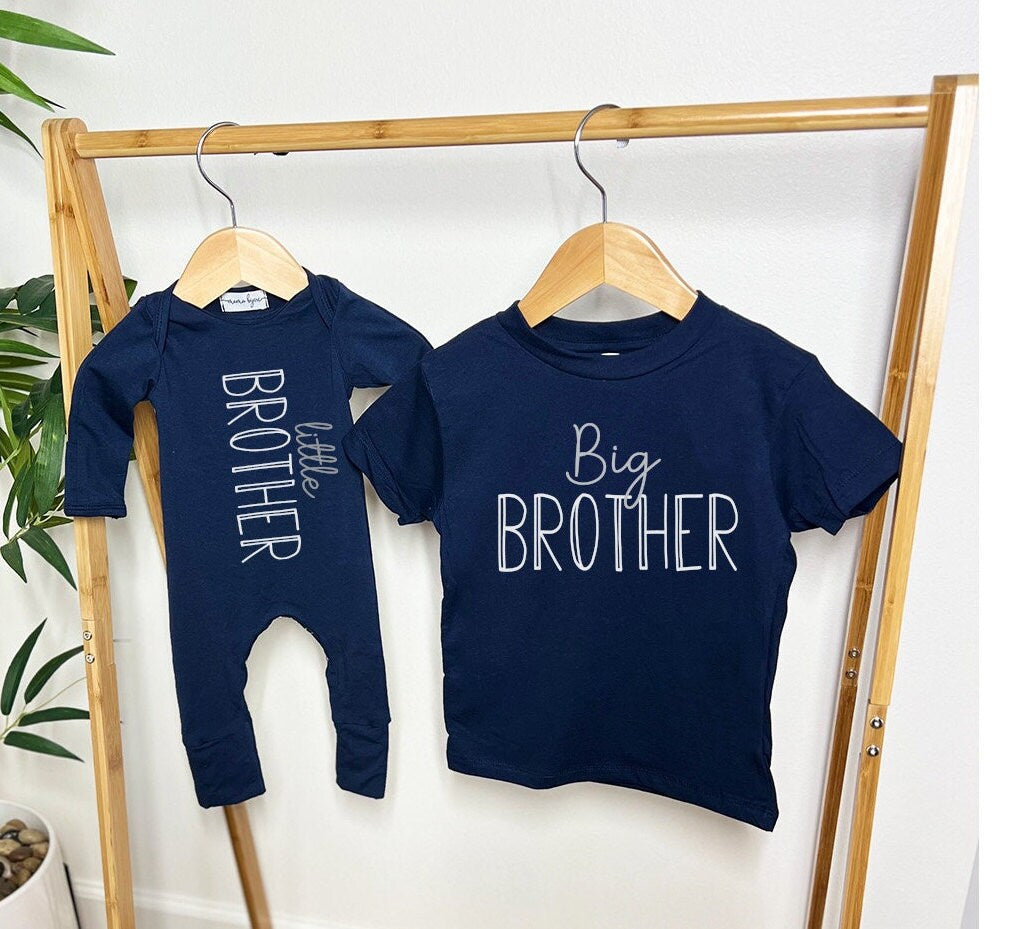 Personalized Newborn Boy Little Brother Take Home Outfit Makes a Perfect Sibling Announcement or Unique Big Little Brother Family Pictures
