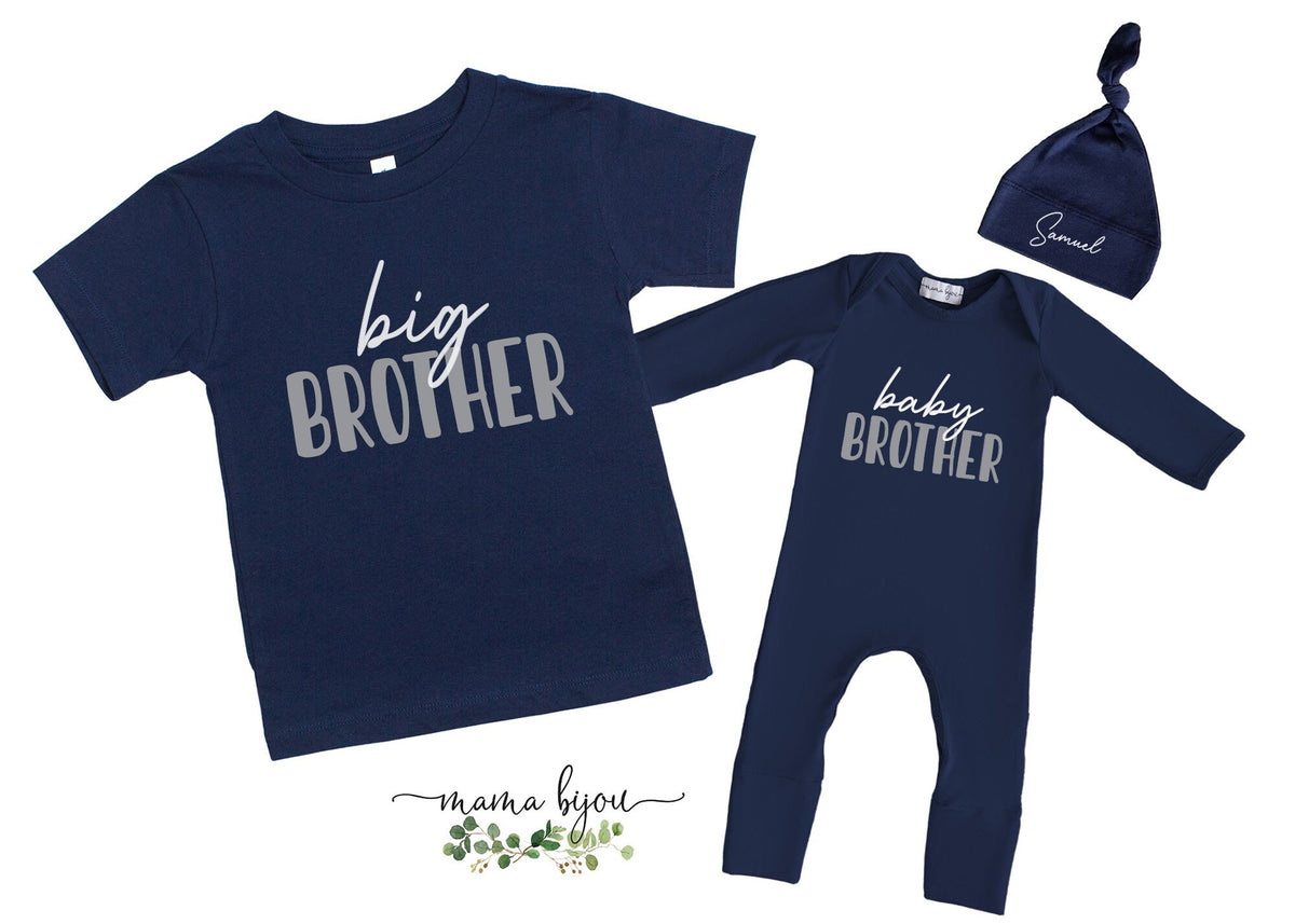 Big Sister Shirt & Baby Brother Romper Set: Newborn Outfit