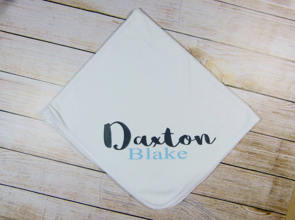 Personalized Newborn Baby Boy Outfit: Gown, Hat & Blanket Set