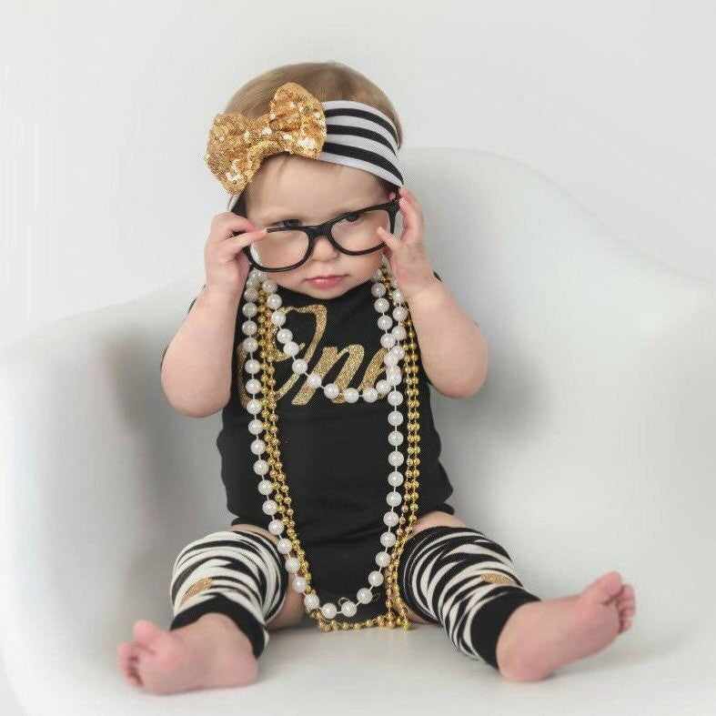 1st Birthday Girl Outfit, First Birthday Outfit Girl, Smash Cake Girl Outfit, Black Gold Headband Leg Warmers, Twin First Birthday Clothing