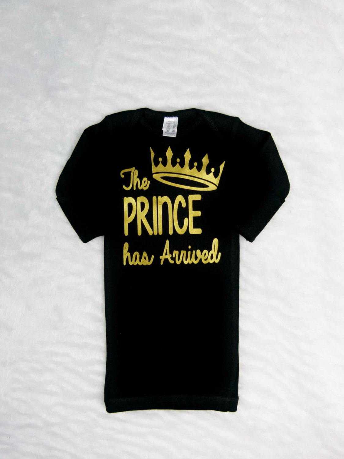 Prince Arrived Newborn Outfit: Personalized Baby Boy Bodysuit & Hat