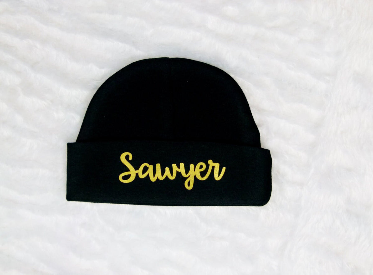 Prince Arrived Newborn Outfit: Personalized Baby Boy Bodysuit & Hat