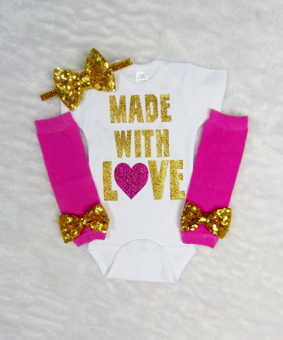 Baby Girl Headband Hot Pink Gold Glitter Headband Hair Bow Newborn Baby Girl Accessory Hot Pink Flower and Rhinestone Baby Photo Prop