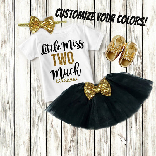 Two Year Old Birthday Girl Shirt: Custom 'Little Miss Two Much' Outfit