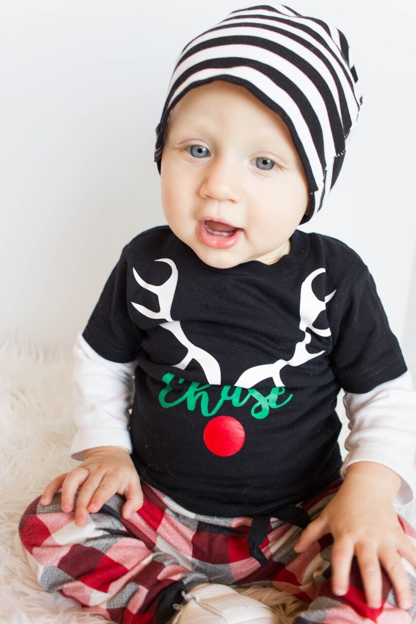 Personalized Christmas Reindeer Boy Shirt