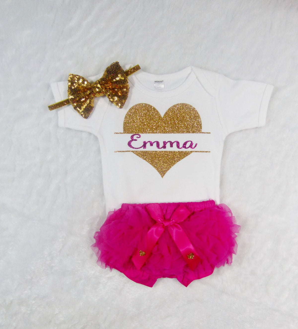 Baby Girl Headband Hot Pink Gold Glitter Headband Hair Bow Newborn Baby Girl Accessory Hot Pink Flower and Rhinestone Baby Photo Prop
