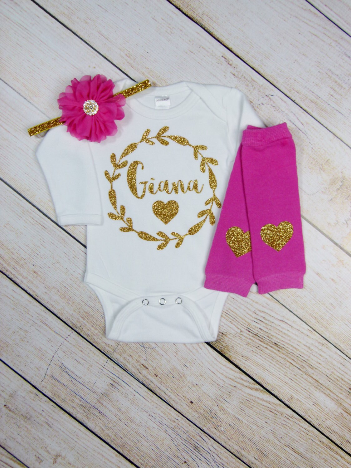 Baby Girl Headband Hot Pink Gold Glitter Headband Hair Bow Newborn Baby Girl Accessory Hot Pink Flower and Rhinestone Baby Photo Prop