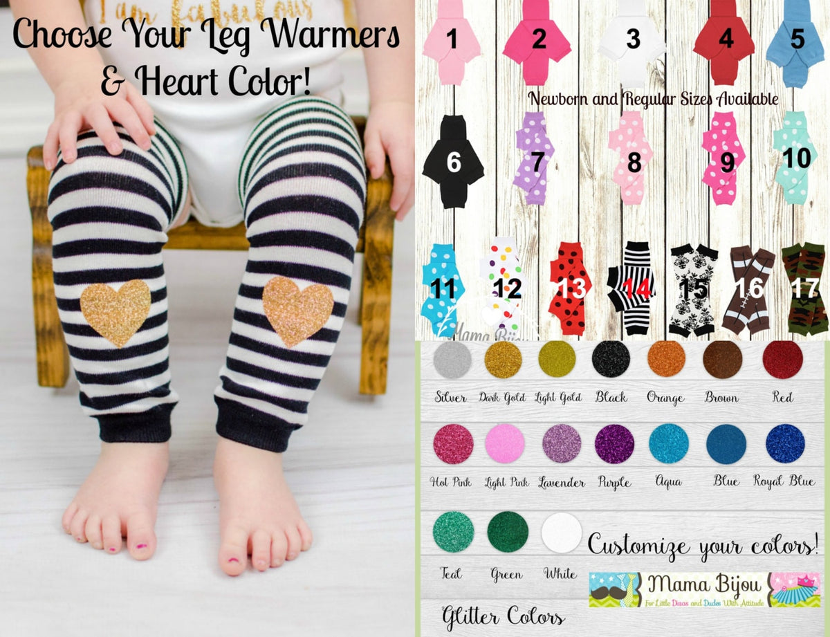 Glitter Heart Baby Leg Warmers: Custom Cotton Blend