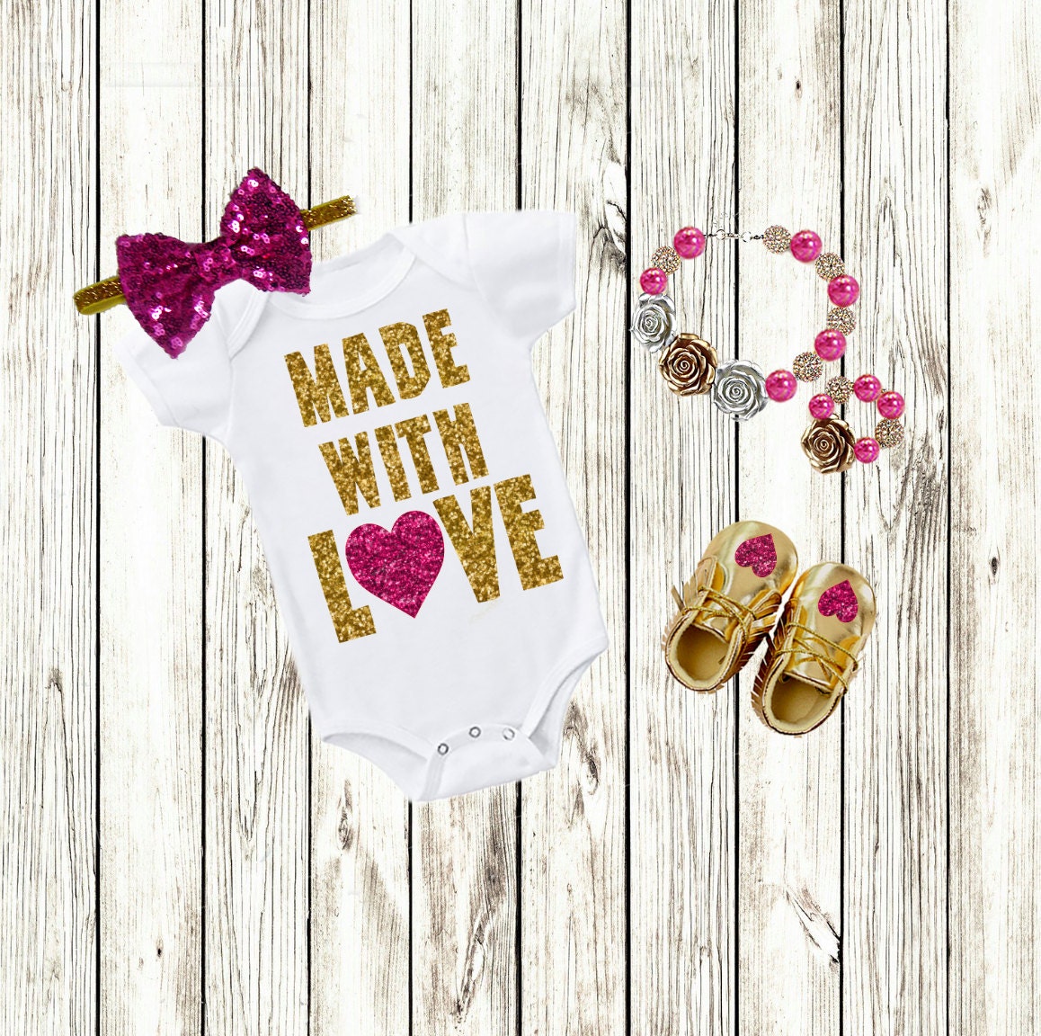 Baby Girl Clothes, Newborn Girl Clothing, New Baby Gift, Baby Shower Gift, Baby Girl Take Home Clothes, Baby Toddler Clothes, Made With Love