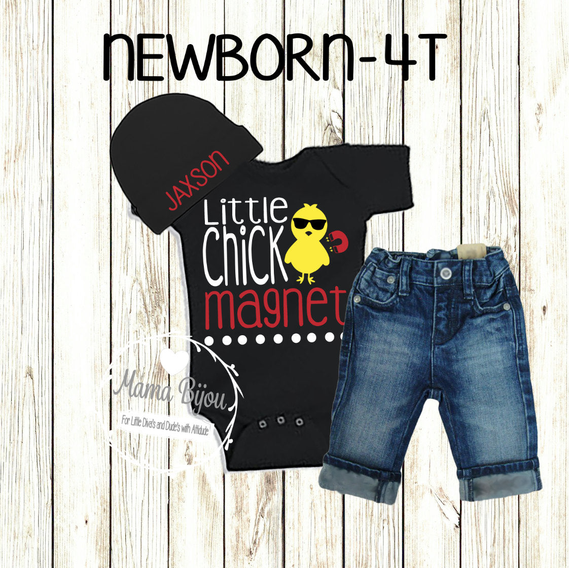 Baby Boy Easter Outfit: Chick Magnet Bodysuit & Personalized Hat