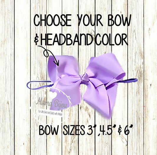 Baby Girl Grosgrain Hair Bow on Skinny Elastic Headband