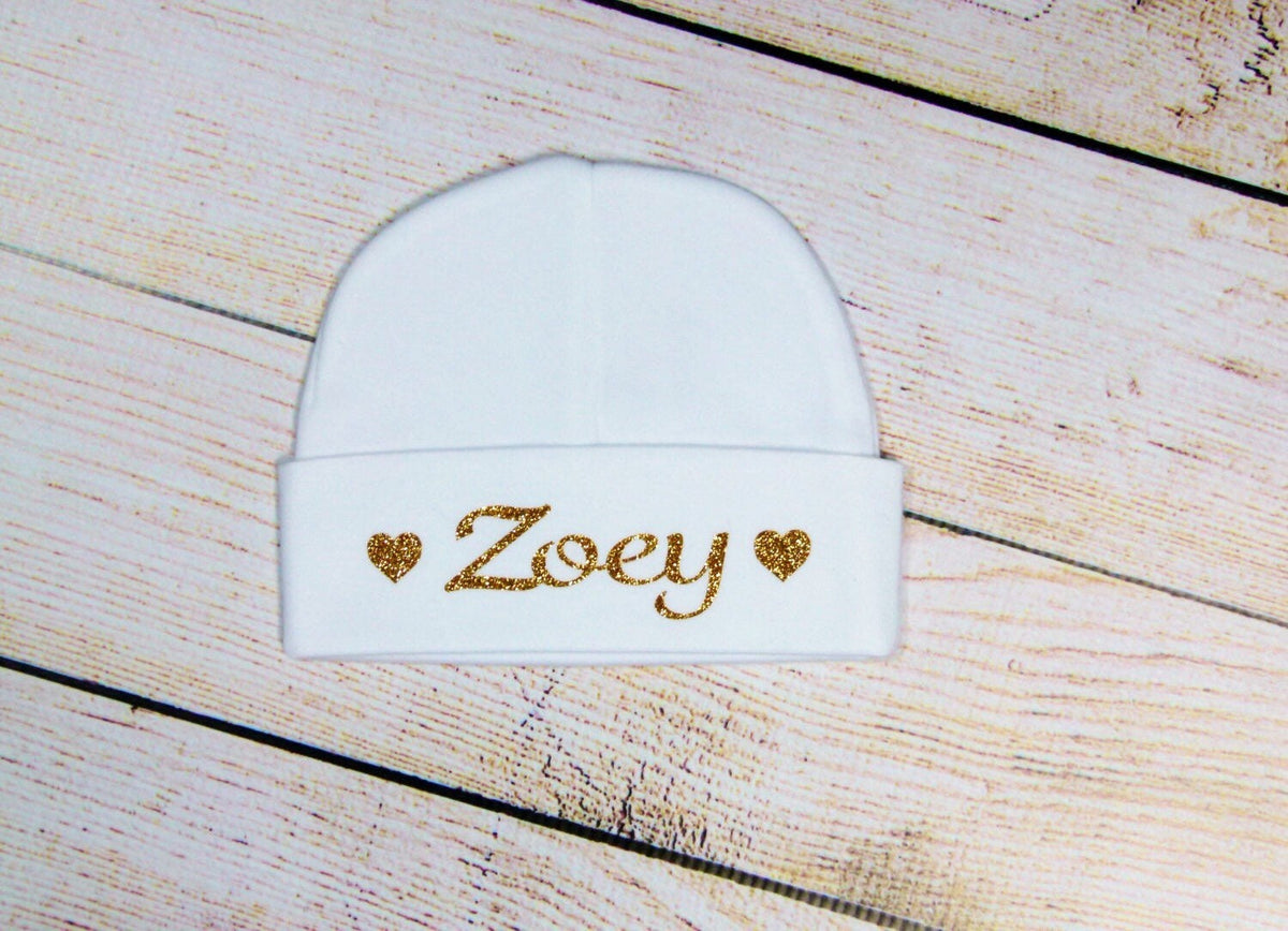 Newborn Girl Outfit: Personalized Hello World Bodysuit, Lavender Leg Warmers, Gold Glitter Headband