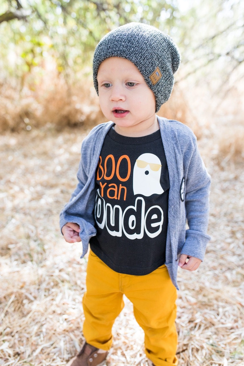 Halloween Baby Boy Outfit: "Boo Ya Dude" Bodysuit, Leg Warmers & Hat