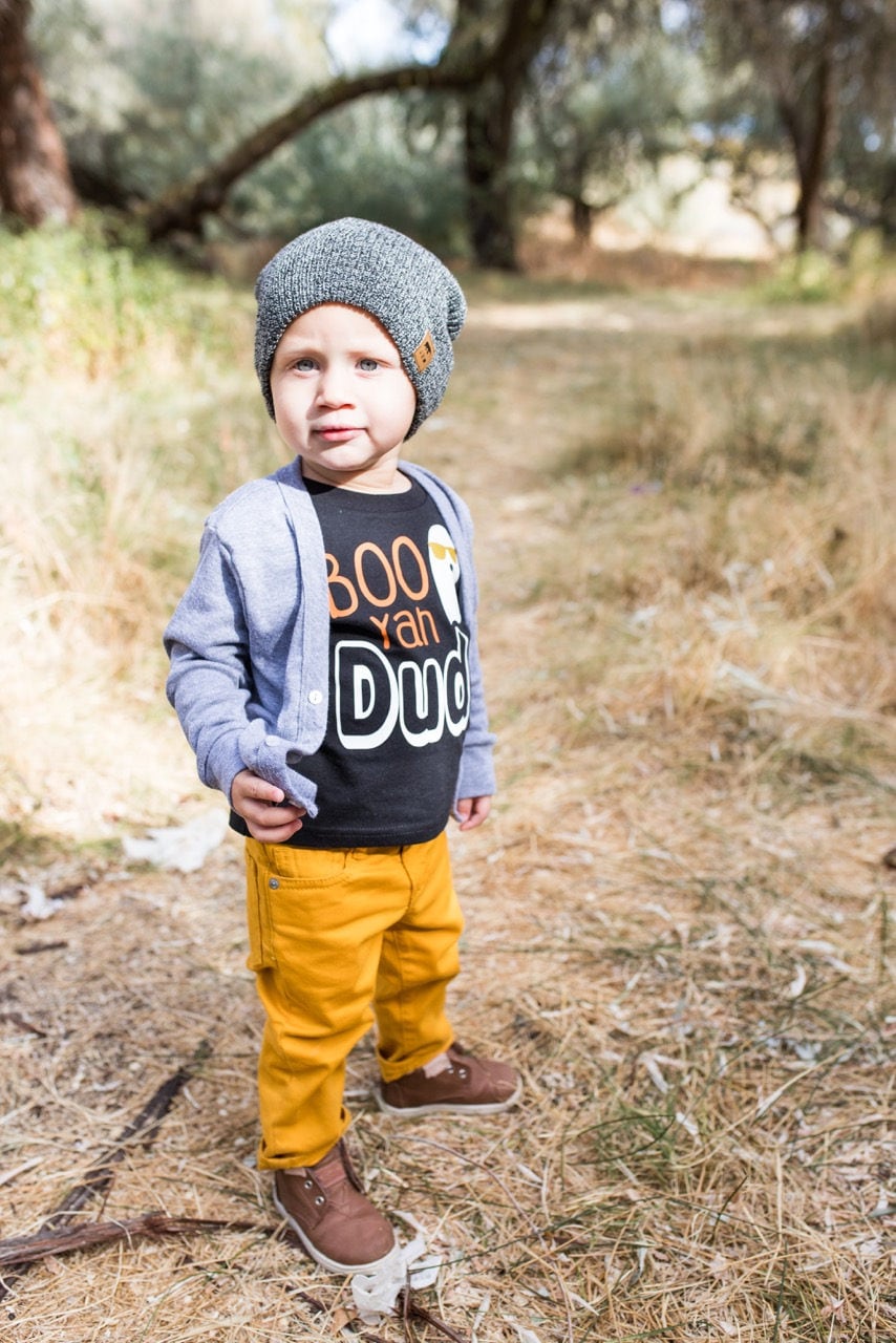 Halloween Baby Boy Outfit: "Boo Ya Dude" Bodysuit, Leg Warmers & Hat