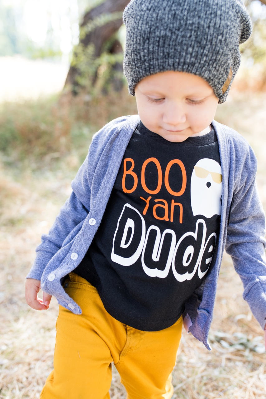 Halloween Baby Boy Outfit: "Boo Ya Dude" Bodysuit, Leg Warmers & Hat