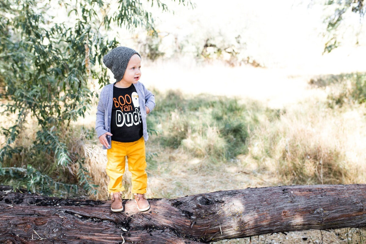 Halloween Baby Boy Outfit: "Boo Ya Dude" Bodysuit, Leg Warmers & Hat