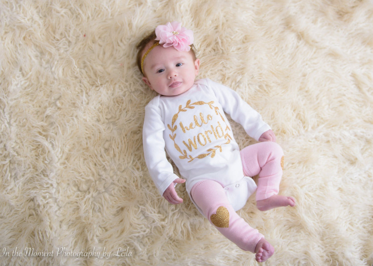 Personalized Baby Girl Blanket: Gold Glitter Name, Hearts