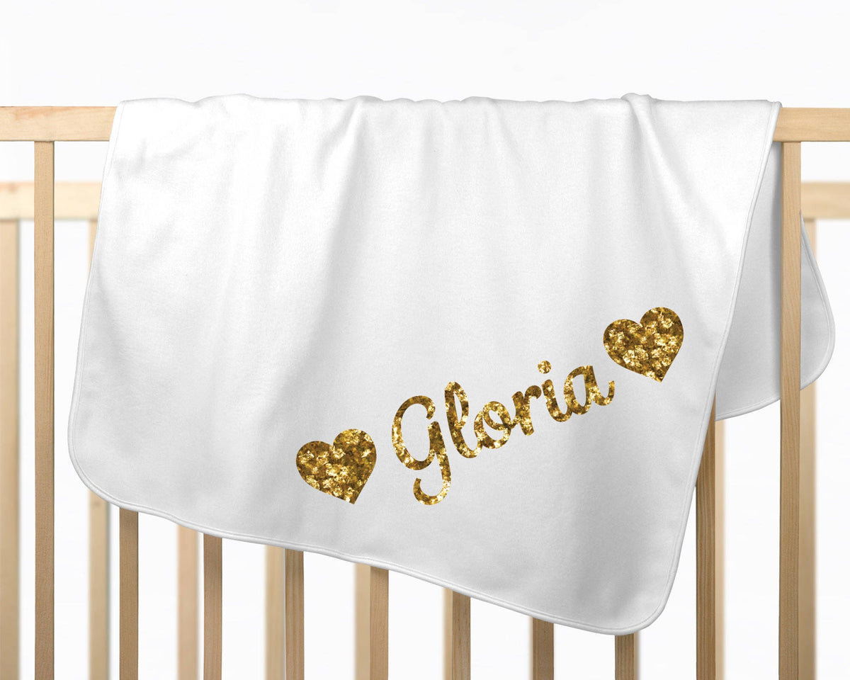 Newborn Girl Outfit: Personalized Hello World Bodysuit, Lavender Leg Warmers, Gold Glitter Headband