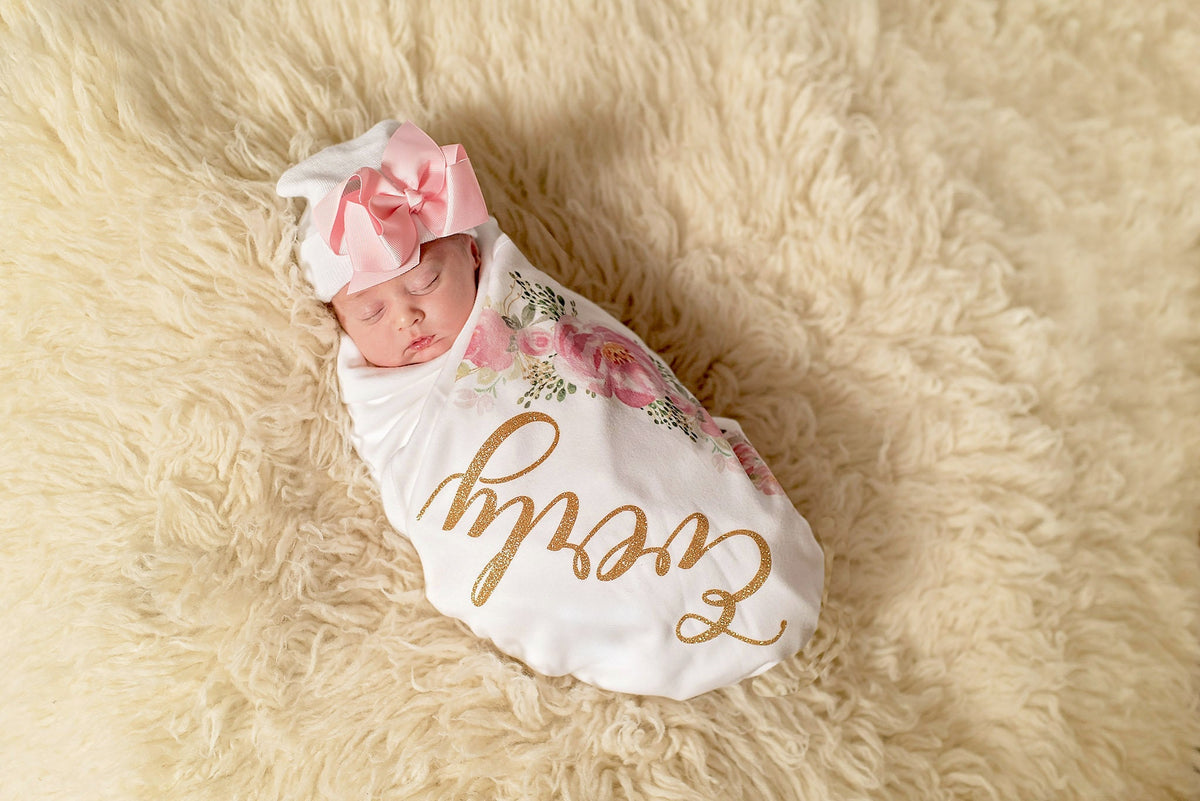 Newborn Girl Hat: Light Pink Bow, Soft Knit Beanie