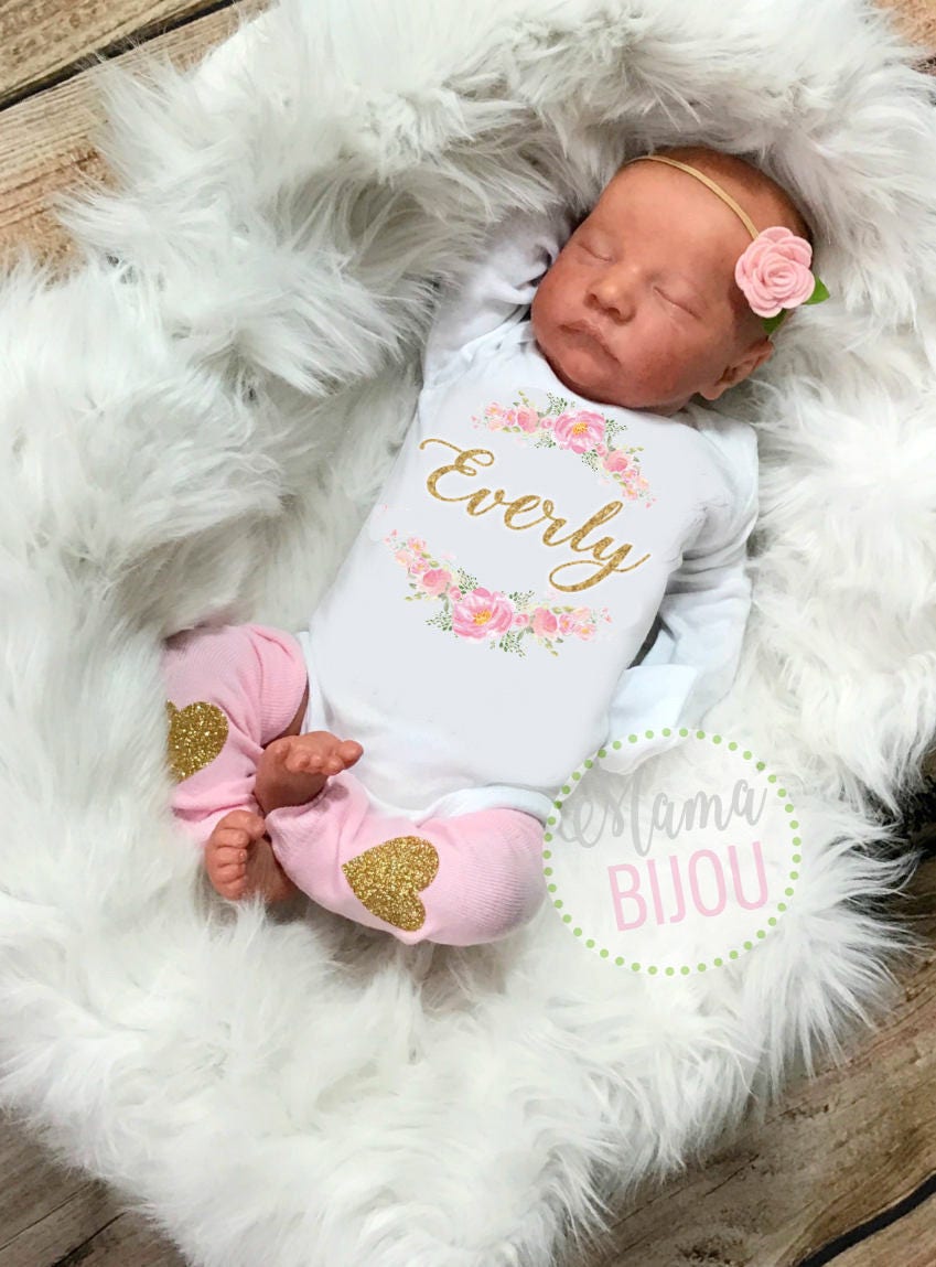 Personalized Newborn Girl Outfit: Floral Boho Baby Clothes