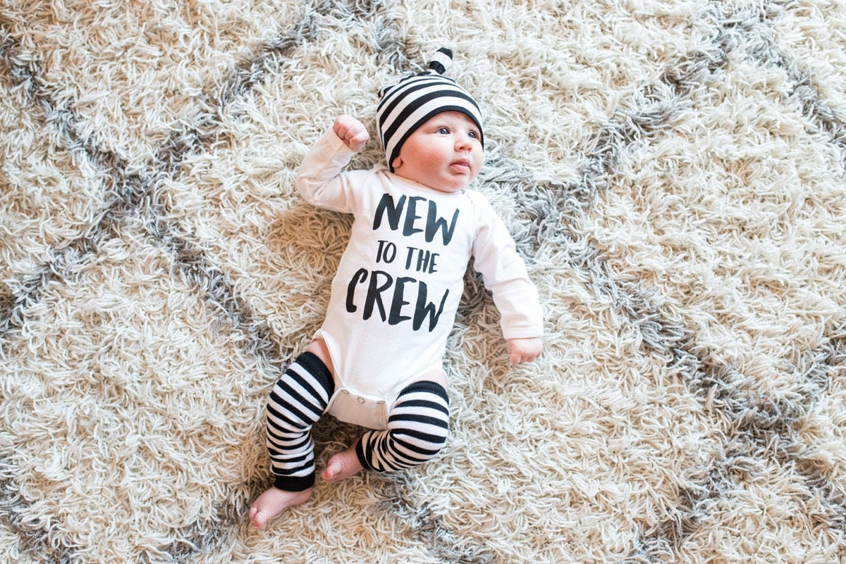 Newborn Boy Outfit: "New to The Crew" Bodysuit, Sibling Announcement
