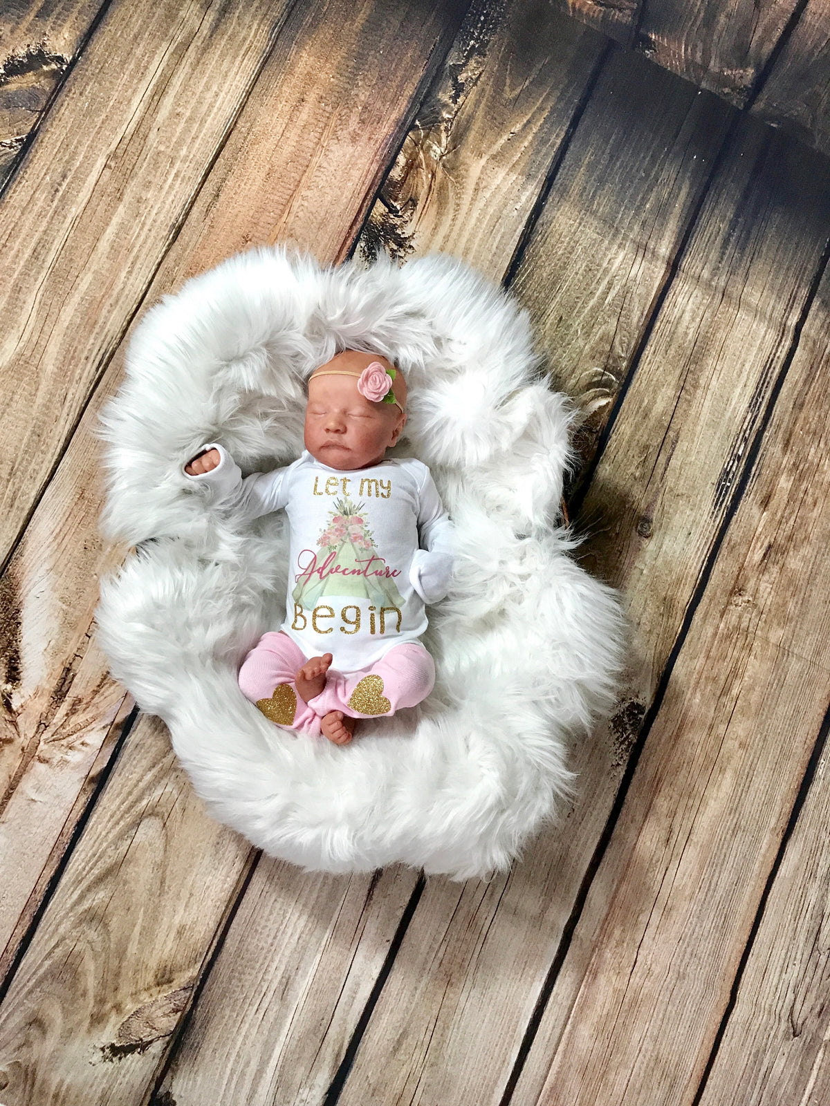 Boho Newborn Girl Outfit: Floral Bodysuit, Coming Home Outfit