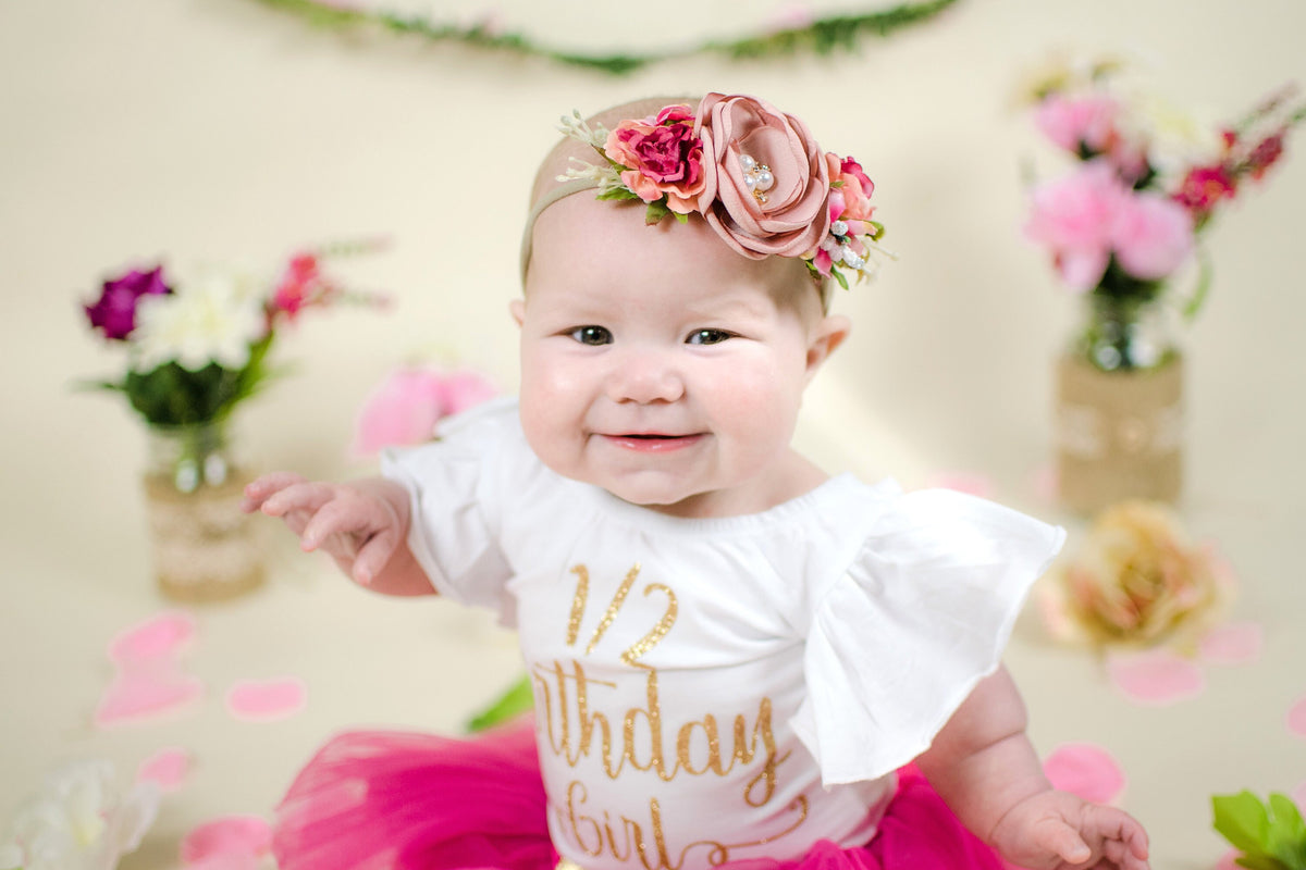 Half Birthday Girl Outfit: 6 Month Photo Clothes, Hot Pink Tutu