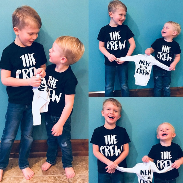 Newborn Boy Outfit: "New to The Crew" Bodysuit, Sibling Announcement