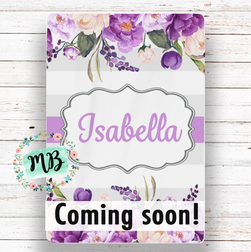 Personalized Baby Girl Gown: Lavender Floral Newborn Outfit & Headband