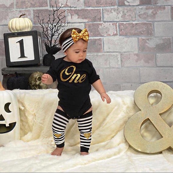 First Birthday Boy Outfit: "One" Bodysuit & Stripe Hat