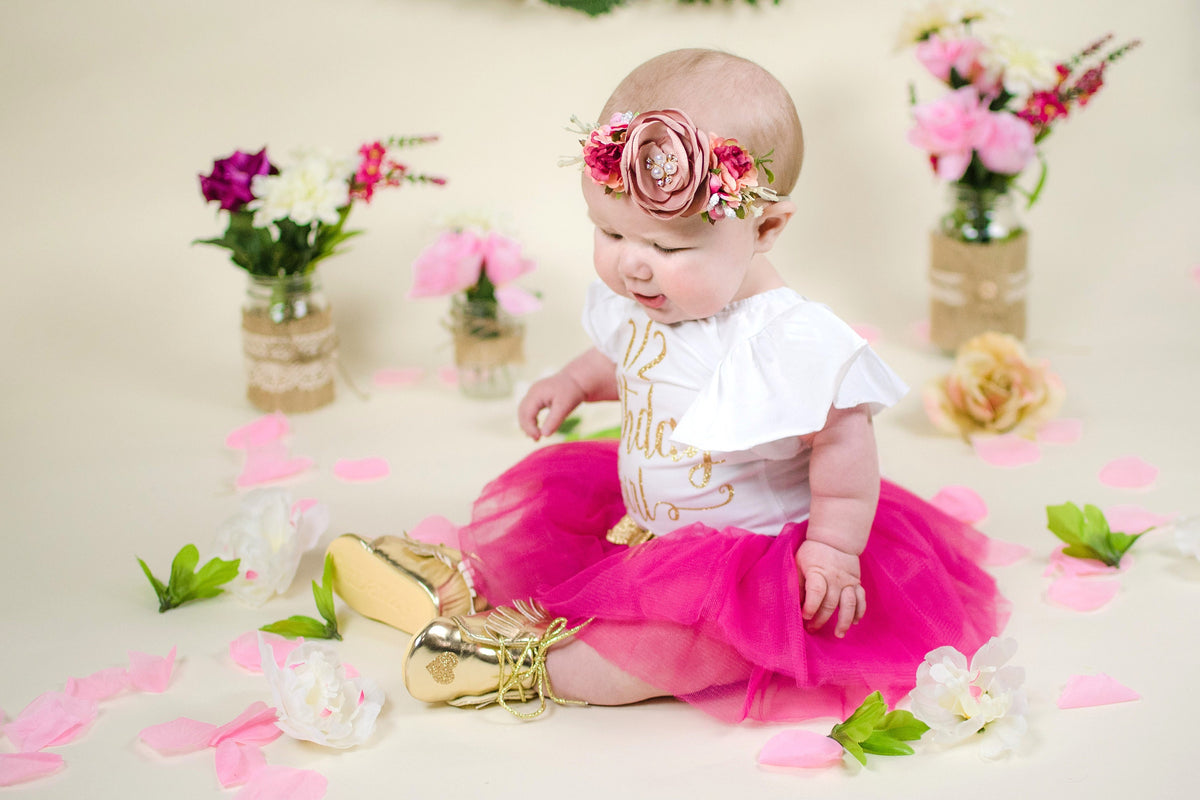 Half Birthday Girl Outfit: 6 Month Photo Clothes, Hot Pink Tutu