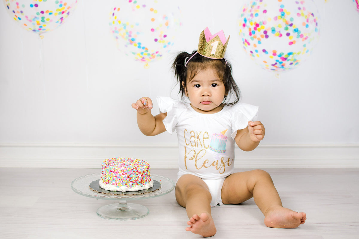 First Birthday Girl Outfit: Cake Smash "Cake Please" Bodysuit