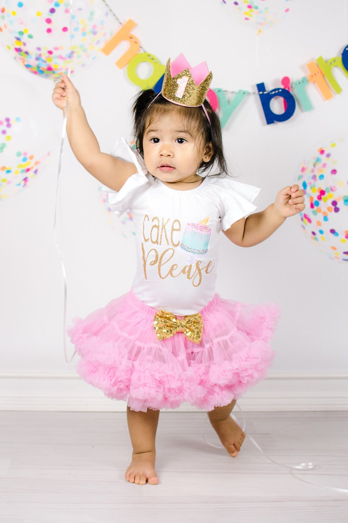 First Birthday Girl Outfit: Cake Smash "Cake Please" Bodysuit