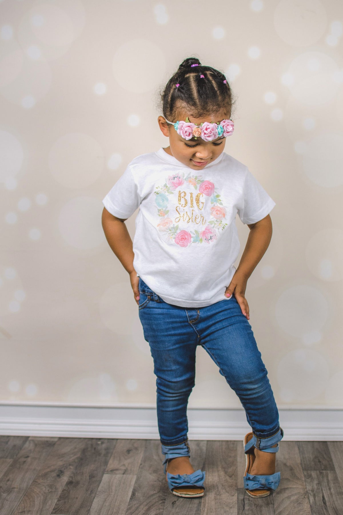 Big Sister Announcement Shirt: Floral Wreath Boho Outfit