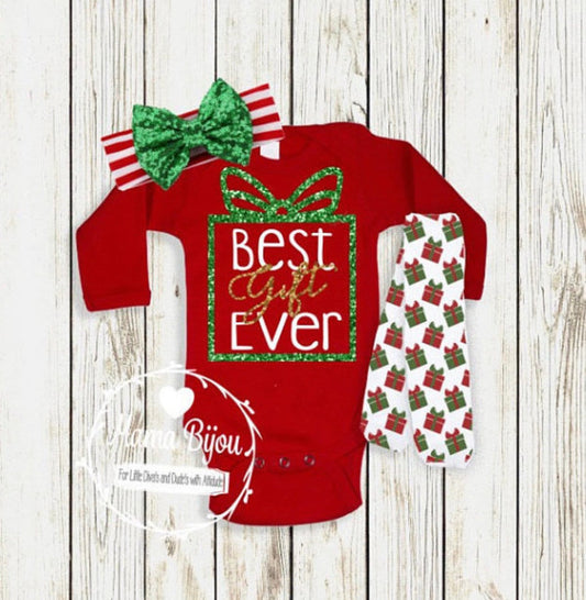 Christmas Baby Girl Outfit, Newborn Girl Coming Home Outfit Christmas, Best Gift Ever, Baby Girl Clothes Winter, Take Home Outfit Christmas