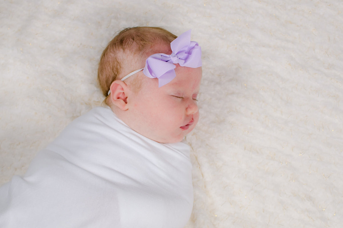 Newborn Girl Take Home Outfit: Lavender Polka Dot Leg Warmers, Headband