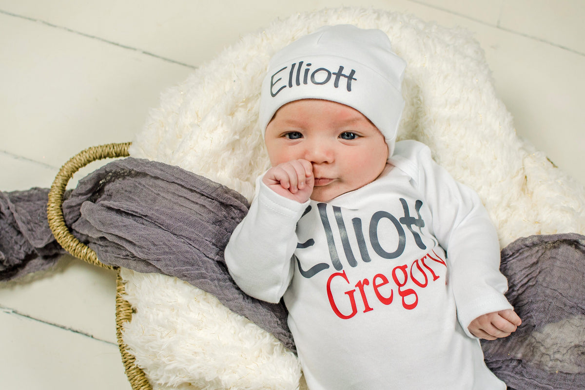 Personalized Newborn Boy Outfit: Baby Coming Home Gift