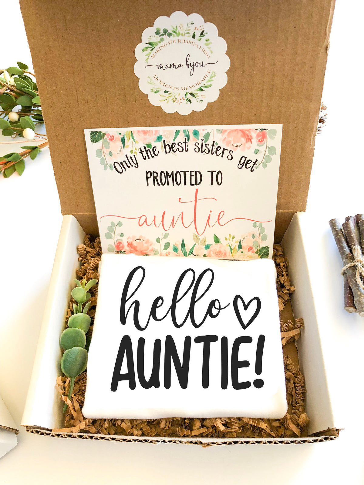 Pregnancy Announcement Gift Box: Auntie Reveal Bodysuit