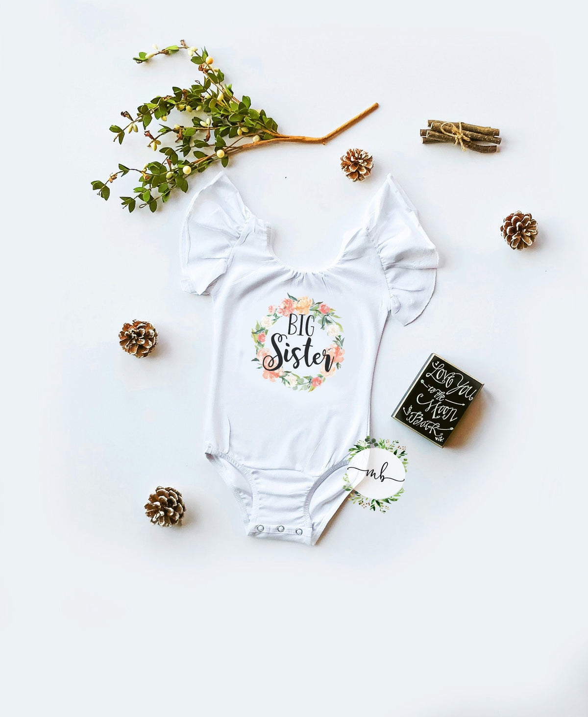 Big Sister Announcement Shirt: Floral Wreath Boho Outfit