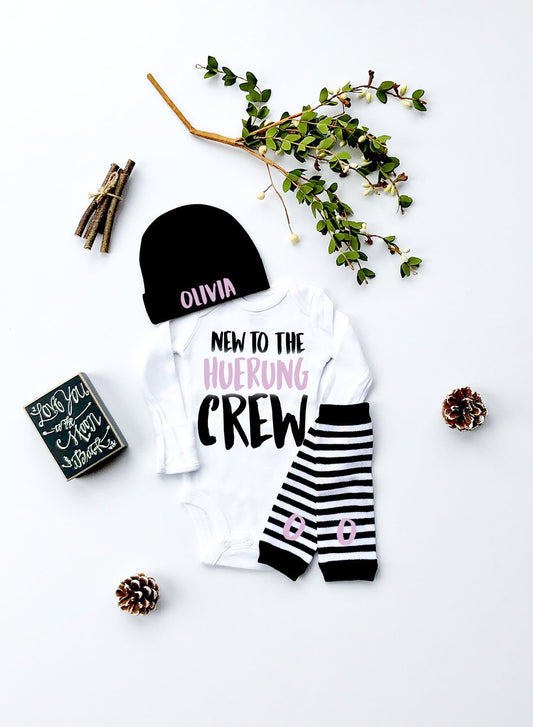 Personalized Baby Announcement Outfit: "New to the Crew" Sibling Shirt