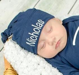 Monogram Baby Boy Romper: Personalized Newborn Outfit & Hat