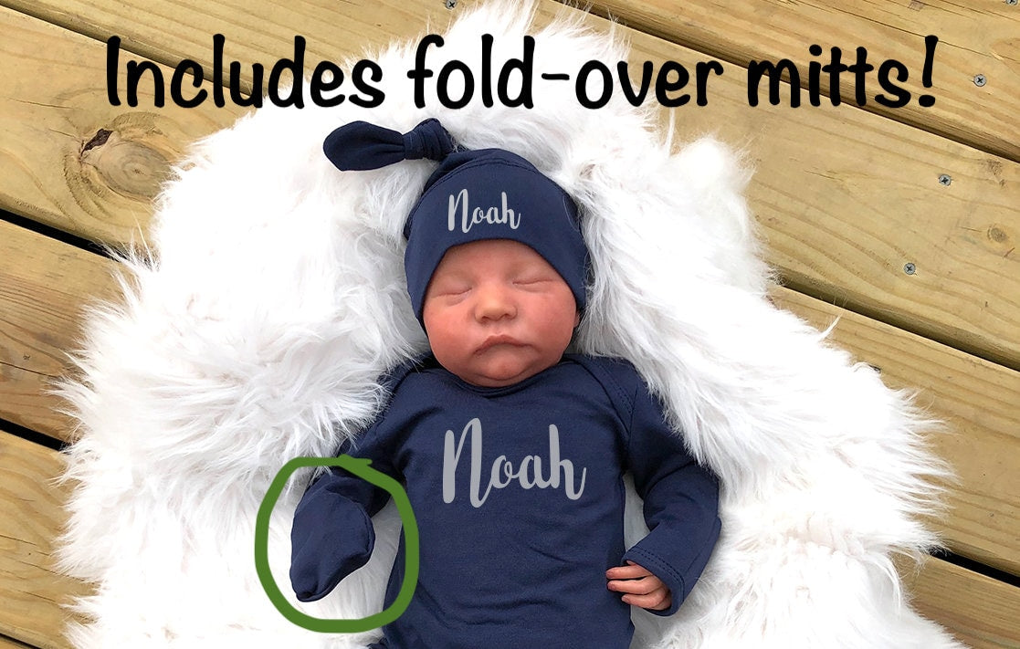 Personalized Newborn Romper & Hat Set: Cotton Coming Home Outfit