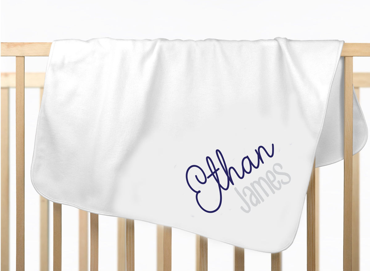 Personalized Newborn Boy Knotted Gown: Navy Baby Coming Home Outfit