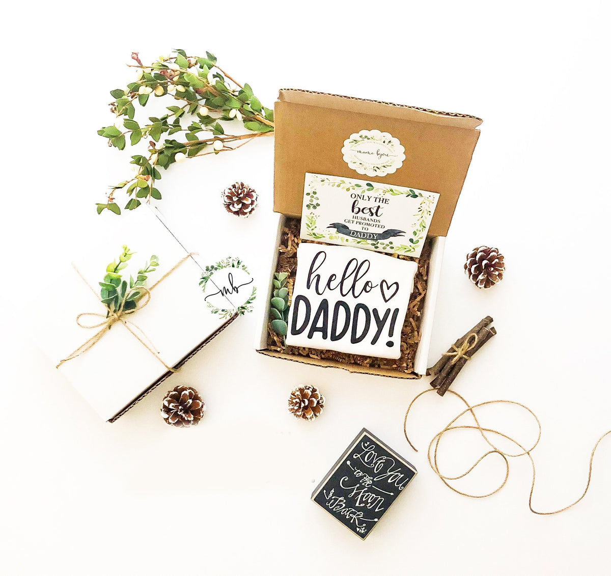 Pregnancy Announcement Gift Box for Husband: Hello Daddy Bodysuit