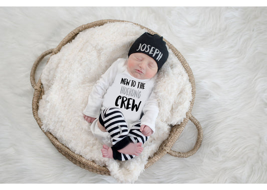 Personalized Baby Announcement Outfit: New to the Crew Sibling Shirt