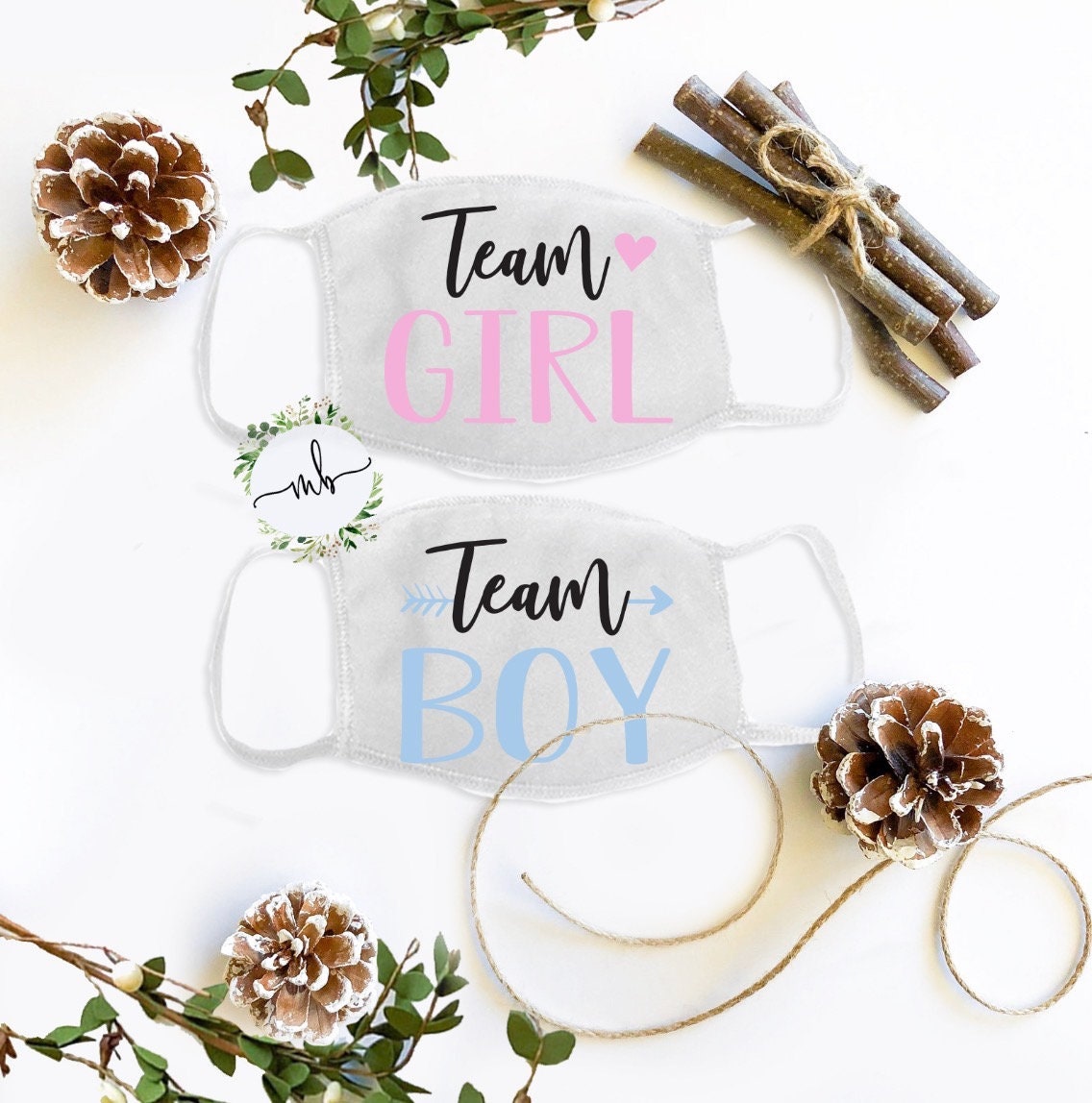 Team Boy or Girl Face Mask: Gender Reveal Party Favor