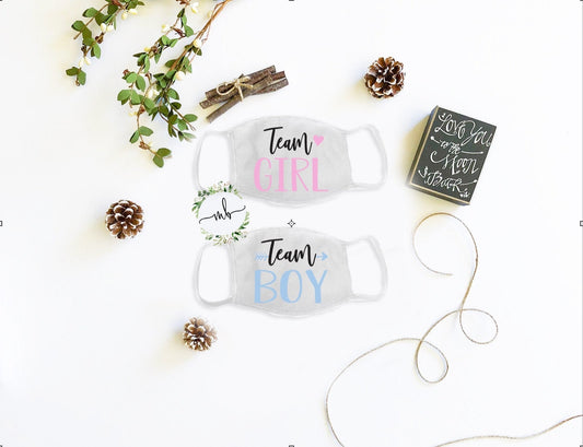 Team Boy or Girl Face Mask: Gender Reveal Party Favor
