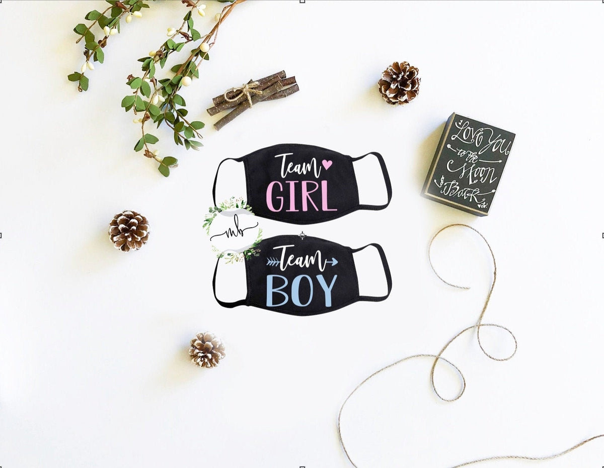 Team Boy or Girl Face Mask: Gender Reveal Party Favor
