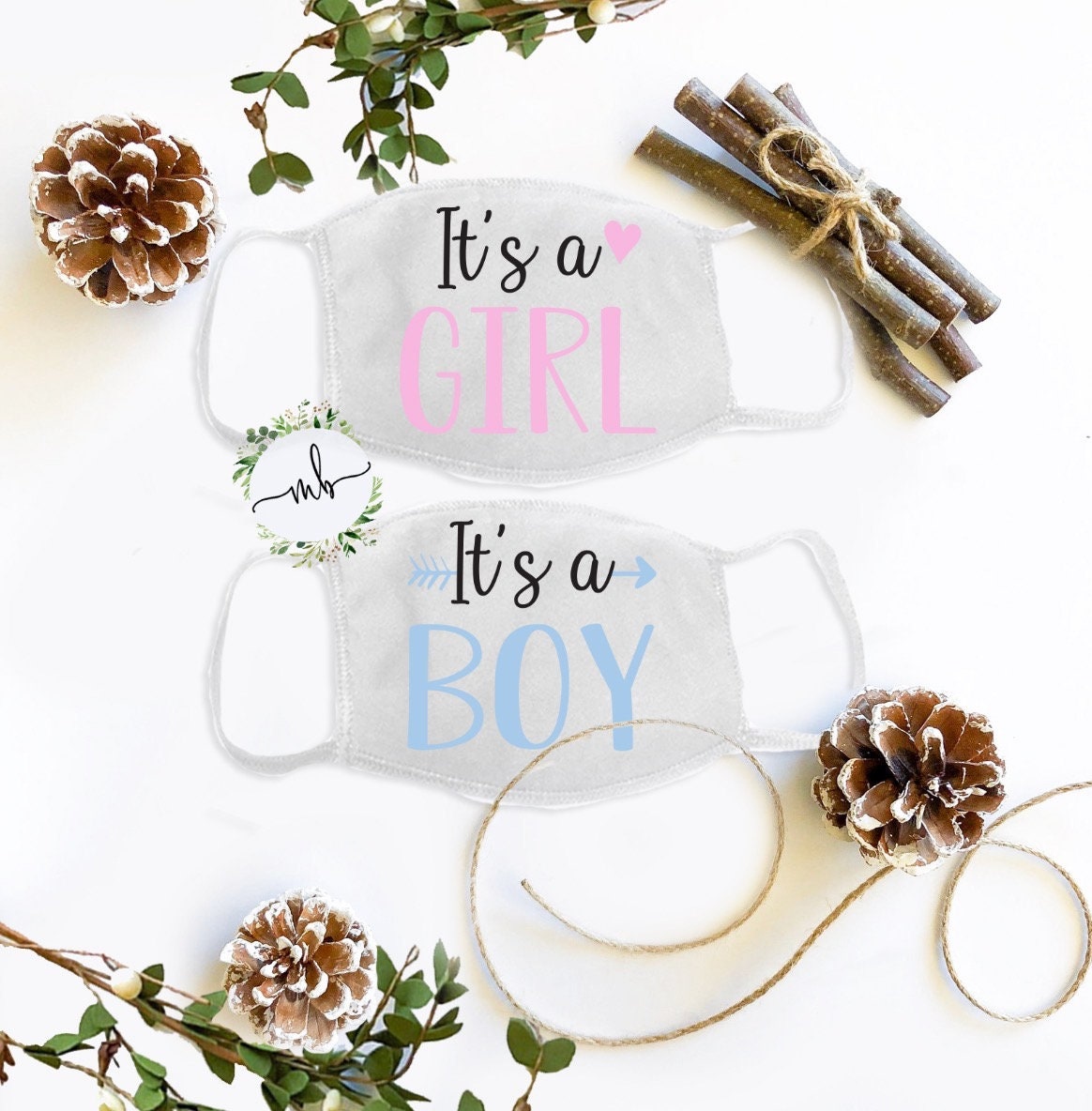 Gender Reveal Face Mask: Boy or Girl Baby Shower Mask